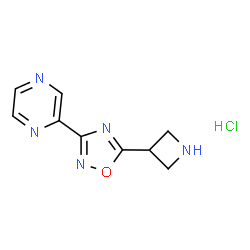 ChemSpider 2D Image | 2-[5-(3-Azetidinyl)-1,2,4-oxadiazol-3-yl]pyrazine hydrochloride (1:1) | C9H10ClN5O