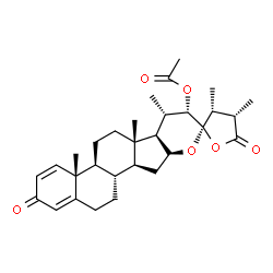 ChemSpider 2D Image | (16beta,22S,23R,25S)-3,26-Dioxo-16,23:23,26-diepoxyergosta-1,4-dien-22-yl acetate | C30H40O6