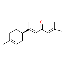 ChemSpider 2D Image | (5E)-2-Methyl-6-[(1R)-4-methyl-3-cyclohexen-1-yl]-2,5-heptadien-4-one | C15H22O
