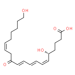 ChemSpider 2D Image | (5R,6Z,8E,10E,14Z)-5,20-Dihydroxy-12-oxo-6,8,10,14-icosatetraenoic acid | C20H30O5