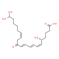 ChemSpider 2D Image | (5R,6Z,8E,10E,14Z)-5,20,20-Trihydroxy-12-oxo-6,8,10,14-icosatetraenoic acid | C20H30O6