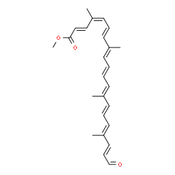 ChemSpider 2D Image | Methyl (2E,4Z,6E,8E,10E,12E,14E,16E,18E)-4,8,13,17-tetramethyl-20-oxo-2,4,6,8,10,12,14,16,18-icosanonaenoate | C25H30O3