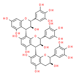 ChemSpider 2D Image | (2R,2'R,2''R,3S,3'S,3''S,4S,4'R)-2,2',2''-Tris(3,4,5-trihydroxyphenyl)-3,3',3'',4,4',4''-hexahydro-2H,2'H,2''H-4,8':4',8''-terchromene-3,3',3'',5,5',5'',7,7',7''-nonol | C45H38O21
