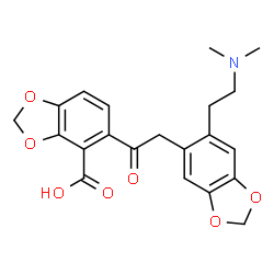 ChemSpider 2D Image | 5-({6-[2-(Dimethylamino)ethyl]-1,3-benzodioxol-5-yl}acetyl)-1,3-benzodioxole-4-carboxylic acid | C21H21NO7