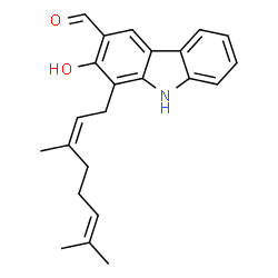 ChemSpider 2D Image | 1-[(2Z)-3,7-Dimethyl-2,6-octadien-1-yl]-2-hydroxy-9H-carbazole-3-carbaldehyde | C23H25NO2