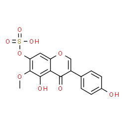 ChemSpider 2D Image | 5-Hydroxy-3-(4-hydroxyphenyl)-6-methoxy-4-oxo-4H-chromen-7-yl hydrogen sulfate | C16H12O9S