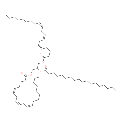 ChemSpider 2D Image | 2-(Stearoyloxy)-1,3-propanediyl (5Z,8Z,11Z,5'Z,8'Z,11'Z)bis(-5,8,11-icosatrienoate) | C61H106O6