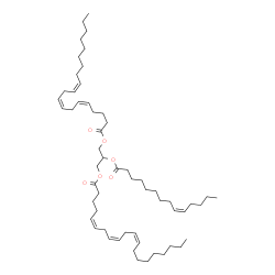 ChemSpider 2D Image | 2-[(9Z)-9-Tetradecenoyloxy]-1,3-propanediyl (5Z,8Z,11Z,5'Z,8'Z,11'Z)bis(-5,8,11-icosatrienoate) | C57H96O6
