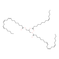 ChemSpider 2D Image | 2-[(9Z)-9-Tetradecenoyloxy]-1,3-propanediyl (8Z,11Z,14Z,8'Z,11'Z,14'Z)bis(-8,11,14-icosatrienoate) | C57H96O6