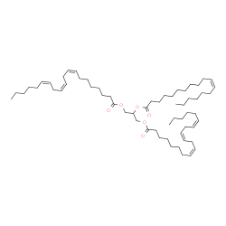 ChemSpider 2D Image | 2-[(11Z)-11-Octadecenoyloxy]-1,3-propanediyl (8Z,11Z,14Z,8'Z,11'Z,14'Z)bis(-8,11,14-icosatrienoate) | C61H104O6