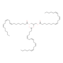 ChemSpider 2D Image | 1,3-Bis[(8Z,11Z,14Z)-8,11,14-icosatrienoyloxy]-2-propanyl (5Z,8Z,11Z,14Z)-5,8,11,14-icosatetraenoate | C63H102O6
