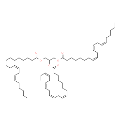 ChemSpider 2D Image | 1,3-Bis[(8Z,11Z,14Z)-8,11,14-icosatrienoyloxy]-2-propanyl (8Z,11Z,14Z,17Z)-8,11,14,17-icosatetraenoate | C63H102O6
