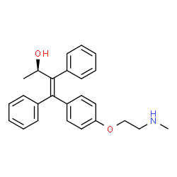 ChemSpider 2D Image | (2R,3E)-4-{4-[2-(Methylamino)ethoxy]phenyl}-3,4-diphenyl-3-buten-2-ol | C25H27NO2