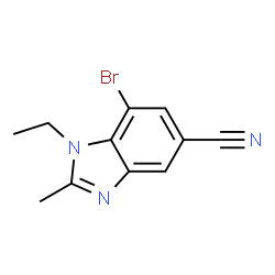 ChemSpider 2D Image | 7-Bromo-1-ethyl-2-methylbenzodiazole-5-carbonitrile | C11H10BrN3