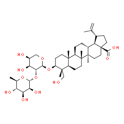 ChemSpider 2D Image | (3beta)-3-{[2-O-(6-Deoxy-alpha-D-mannopyranosyl)-alpha-L-arabinopyranosyl]oxy}-23-hydroxylup-20(29)-en-28-oic acid | C41H66O12
