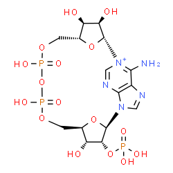 ChemSpider 2D Image | (2R,3R,4S,5R,13R,14R,15R,16R)-24-Amino-3,4,8,10,14-pentahydroxy-15-(phosphonooxy)-7,9,11,25,26-pentaoxa-17,19,22-triaza-1-azonia-8,10-diphosphapentacyclo[18.3.1.1~2,5~.1~13,16~.0~17,21~]hexacosa-1(24)
,18,20,22-tetraene 8,10-dioxide | C15H23N5O16P3