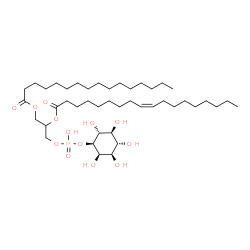 ChemSpider 2D Image | 1-[(Hydroxy{[(1S,2R,3R,4S,5S,6R)-2,3,4,5,6-pentahydroxycyclohexyl]oxy}phosphoryl)oxy]-3-(palmitoyloxy)-2-propanyl (9Z)-9-octadecenoate | C43H81O13P