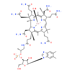 ChemSpider 2D Image | hydroxy-[(2R,3R,4Z,7S,9Z,12S,13S,14Z,17S,18S,19R)-2,13,18-tris(2-amino-2-oxo-ethyl)-7,12,17-tris(3-amino-3-oxo-propyl)-3-[3-[[(2R)-2-[[(2R,3S,4R,5S)-5-(5,6-dimethylbenzimidazol-1-yl)-4-hydroxy-2-(hydroxymethyl)tetrahydrofuran-3-yl]oxy-oxido-phosphoryl]oxypropyl]amino]-3-oxo-propyl]-3,5,8,8,13,15,18,19-octamethyl-2,7,12,17-tetrahydro-1H-corrin-21-yl]cobalt(1+) | C62H89CoN13O15P