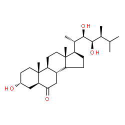 ChemSpider 2D Image | (3alpha,5alpha,14xi,22R,23R,24S)-3,22,23-Trihydroxyergostan-6-one | C28H48O4