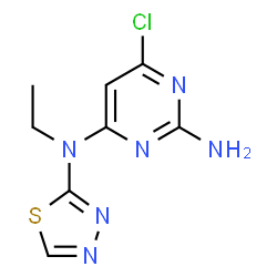 ChemSpider 2D Image | 6-Chloro-N~4~-ethyl-N~4~-(1,3,4-thiadiazol-2-yl)-2,4-pyrimidinediamine | C8H9ClN6S