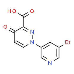 ChemSpider 2D Image | 1-(5-Bromo-3-pyridinyl)-4-oxo-1,4-dihydro-3-pyridazinecarboxylic acid | C10H6BrN3O3