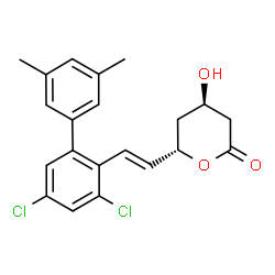 ChemSpider 2D Image | (4R,6S)-6-[(E)-2-(3,5-Dichloro-3',5'-dimethyl-2-biphenylyl)vinyl]-4-hydroxytetrahydro-2H-pyran-2-one | C21H20Cl2O3