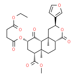 ChemSpider 2D Image | Ethyl (2S,4aR,6aR,7R,9S,10aS,10bR)-2-(3-furyl)-7-(methoxycarbonyl)-6a,10b-dimethyl-4,10-dioxododecahydro-2H-benzo[f]isochromen-9-yl succinate | C27H34O10
