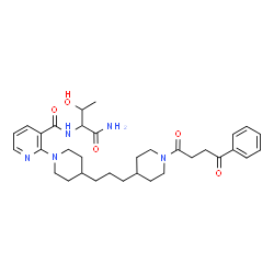 ChemSpider 2D Image | N-(1-Amino-3-hydroxy-1-oxo-2-butanyl)-2-(4-{3-[1-(4-oxo-4-phenylbutanoyl)-4-piperidinyl]propyl}-1-piperidinyl)nicotinamide | C33H45N5O5