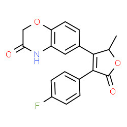 ChemSpider 2D Image | 6-[4-(4-Fluorophenyl)-2-methyl-5-oxo-2,5-dihydro-3-furanyl]-2H-1,4-benzoxazin-3(4H)-one | C19H14FNO4