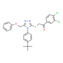 ChemSpider 2D Image | 1-(3,4-Dichlorophenyl)-2-({4-[4-(2-methyl-2-propanyl)phenyl]-5-(phenoxymethyl)-4H-1,2,4-triazol-3-yl}sulfanyl)ethanone | C27H25Cl2N3O2S