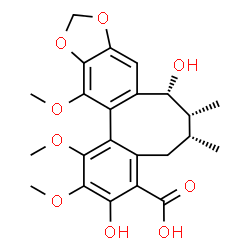 ChemSpider 2D Image | (6R,7R,8R)-3,8-Dihydroxy-1,2,13-trimethoxy-6,7-dimethyl-5,6,7,8-tetrahydrobenzo[3',4']cycloocta[1',2':4,5]benzo[1,2-d][1,3]dioxole-4-carboxylic acid | C23H26O9