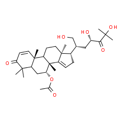 ChemSpider 2D Image | (7alpha,9xi,13alpha,17alpha,23S)-21,23,25-Trihydroxy-4,4,8-trimethyl-3,24-dioxocholesta-1,14-dien-7-yl acetate | C32H48O7