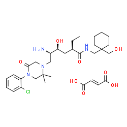 ChemSpider 2D Image | (2R,4S,5S)-5-Amino-6-[4-(2-chlorophenyl)-2,2-dimethyl-5-oxo-1-piperazinyl]-2-ethyl-4-hydroxy-N-{[1-(hydroxymethyl)cyclohexyl]methyl}hexanamide (2E)-2-butenedioate (1:1) | C32H49ClN4O8