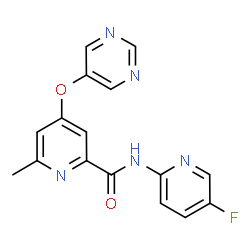 ChemSpider 2D Image | N-(5-Fluoro-2-pyridinyl)-6-methyl-4-(5-pyrimidinyloxy)-2-pyridinecarboxamide | C16H12FN5O2
