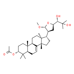 ChemSpider 2D Image | (3alpha,13alpha,14beta,17alpha,20S,21R,23R,24S)-24,25-Dihydroxy-21-methoxy-21,23-epoxylanost-7-en-3-yl acetate | C33H54O6