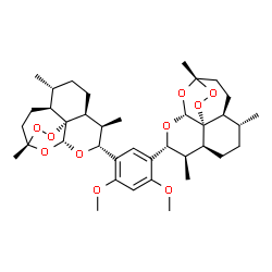 ChemSpider 2D Image | (1S,4S,5R,8S,9R,10R,12R,13R,1'S,4'S,5'R,8'S,9'R,10'R,12'R,13'R)-10,10'-(4,6-Dimethoxy-1,3-phenylene)bis(1,5,9-trimethyl-11,14,15,16-tetraoxatetracyclo[10.3.1.0~4,13~.0~8,13~]hexadecane) | C38H54O10
