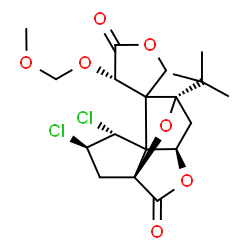 ChemSpider 2D Image | (1S,3R,4R,4'S,7S,9R)-3,4-Dichloro-4'-(methoxymethoxy)-7-(2-methyl-2-propanyl)spiro[10,12-dioxatetracyclo[5.4.1.0~1,5~.0~5,9~]dodecane-6,3'-furan]-5',11(4'H)-dione | C19H24Cl2O7