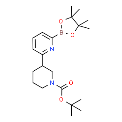ChemSpider 2D Image | 2-Methyl-2-propanyl 3-[6-(4,4,5,5-tetramethyl-1,3,2-dioxaborolan-2-yl)-2-pyridinyl]-1-piperidinecarboxylate | C21H33BN2O4
