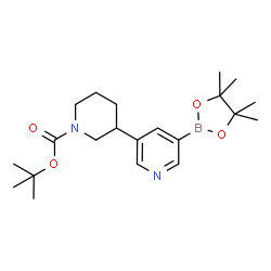 ChemSpider 2D Image | 2-Methyl-2-propanyl 3-[5-(4,4,5,5-tetramethyl-1,3,2-dioxaborolan-2-yl)-3-pyridinyl]-1-piperidinecarboxylate | C21H33BN2O4