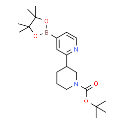 ChemSpider 2D Image | 2-Methyl-2-propanyl 3-[4-(4,4,5,5-tetramethyl-1,3,2-dioxaborolan-2-yl)-2-pyridinyl]-1-piperidinecarboxylate | C21H33BN2O4