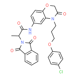 ChemSpider 2D Image | N-{4-[3-(4-Chlorophenoxy)propyl]-3-oxo-3,4-dihydro-2H-1,4-benzoxazin-6-yl}-2-(1,3-dioxo-1,3-dihydro-2H-isoindol-2-yl)propanamide | C28H24ClN3O6