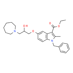 ChemSpider 2D Image | Ethyl 5-[3-(1-azepanyl)-2-hydroxypropoxy]-1-benzyl-2-methyl-1H-indole-3-carboxylate | C28H36N2O4