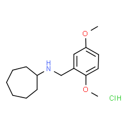 ChemSpider 2D Image | N-(2,5-Dimethoxybenzyl)cycloheptanamine hydrochloride (1:1) | C16H26ClNO2