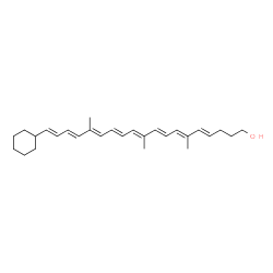 ChemSpider 2D Image | (4E,6E,8E,10E,12E,14E,16E,18E)-19-Cyclohexyl-6,10,15-trimethyl-4,6,8,10,12,14,16,18-nonadecaoctaen-1-ol | C28H40O