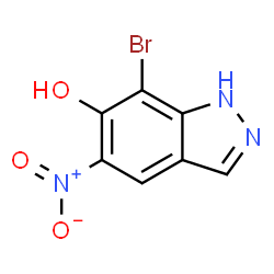 ChemSpider 2D Image | 7-Bromo-5-nitro-1H-indazol-6-ol | C7H4BrN3O3