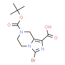 ChemSpider 2D Image | 3-Bromo-7-{[(2-methyl-2-propanyl)oxy]carbonyl}-5,6,7,8-tetrahydroimidazo[1,5-a]pyrazine-1-carboxylic acid | C12H16BrN3O4