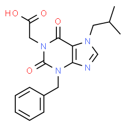 ChemSpider 2D Image | (3-Benzyl-7-isobutyl-2,6-dioxo-2,3,6,7-tetrahydro-1H-purin-1-yl)acetic acid | C18H20N4O4