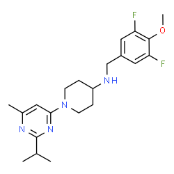 ChemSpider 2D Image | N-(3,5-Difluoro-4-methoxybenzyl)-1-(2-isopropyl-6-methyl-4-pyrimidinyl)-4-piperidinamine | C21H28F2N4O