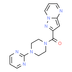 ChemSpider 2D Image | Pyrazolo[1,5-a]pyrimidin-2-yl[4-(2-pyrimidinyl)-1-piperazinyl]methanone | C15H15N7O