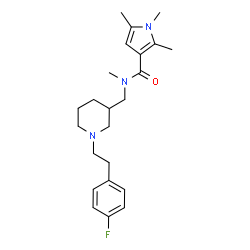 ChemSpider 2D Image | N-({1-[2-(4-Fluorophenyl)ethyl]-3-piperidinyl}methyl)-N,1,2,5-tetramethyl-1H-pyrrole-3-carboxamide | C23H32FN3O